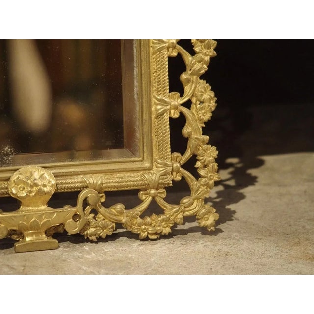 Gold Antique French Bronze Dore Mirrors With Mascarons and Floral Motifs, Circa 1880 - a Pair For Sale - Image 8 of 13