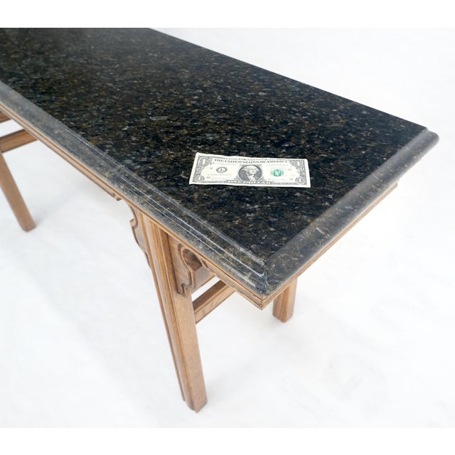 Arts & Crafts Heavily Carved Granite Top Asian Inspired Console Altar Table Console MINT For Sale - Image 3 of 12