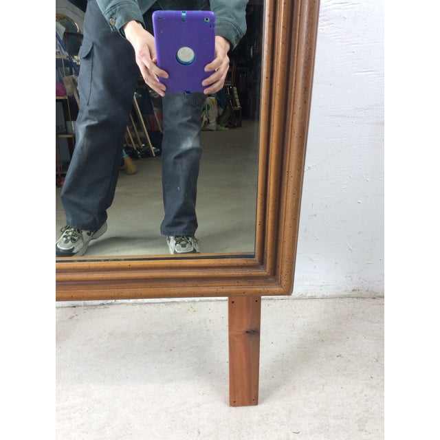 Mid Century Modern Mountable Mirror With Wooden Details at Top For Sale - Image 12 of 18