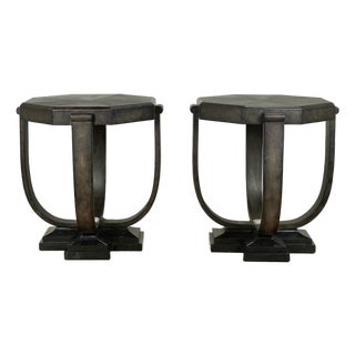 Pair of Vintage Art Deco Style Tables in Faux Shagreen by Maitland Smith For Sale