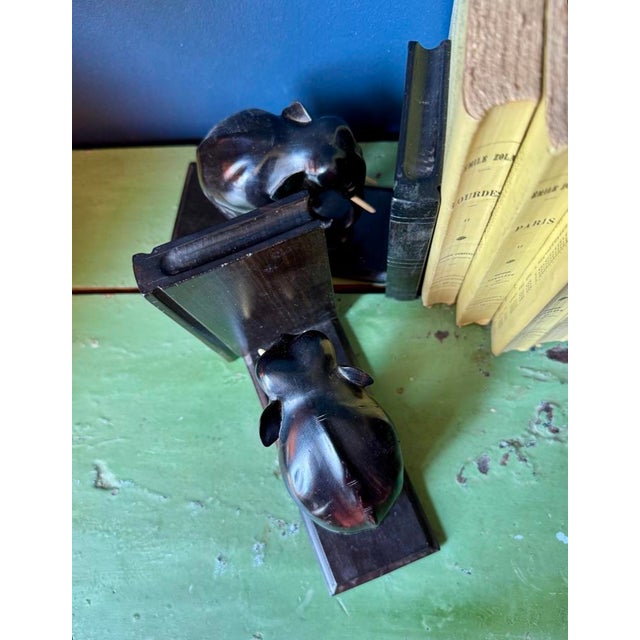 Vintage Ebony Elephant Bookends, 1950, Set of 2 For Sale - Image 9 of 11