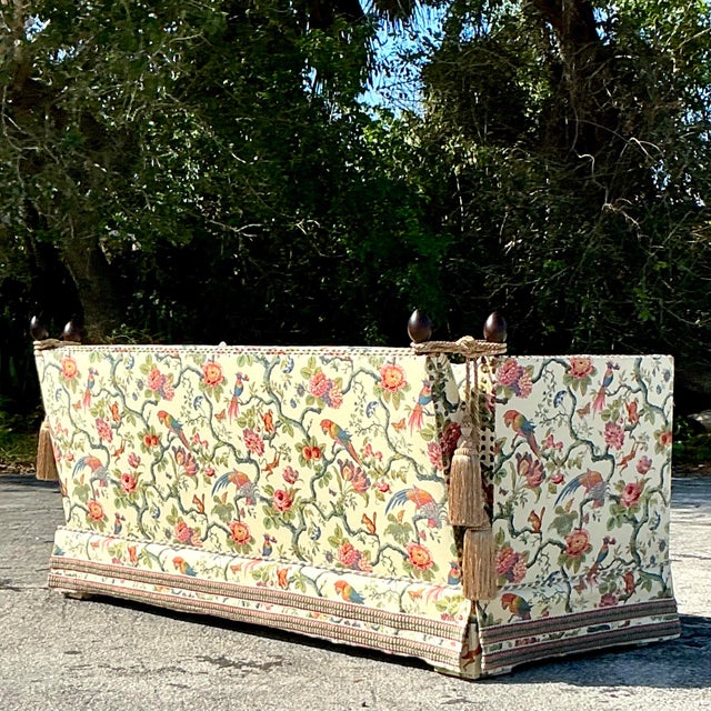 Vintage Regency Custom Schwartz Paris Printed Knole Drop Arm Sofa For Sale In West Palm - Image 6 of 12