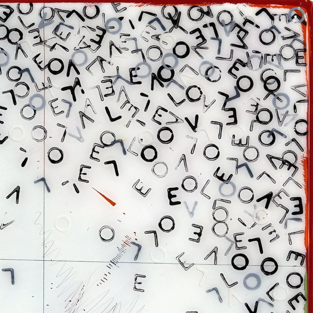 Wood Love Letters 20 - Original Monochrome Minimalist Acrylic and Resin Abstract Art on Wood Panel For Sale - Image 7 of 9