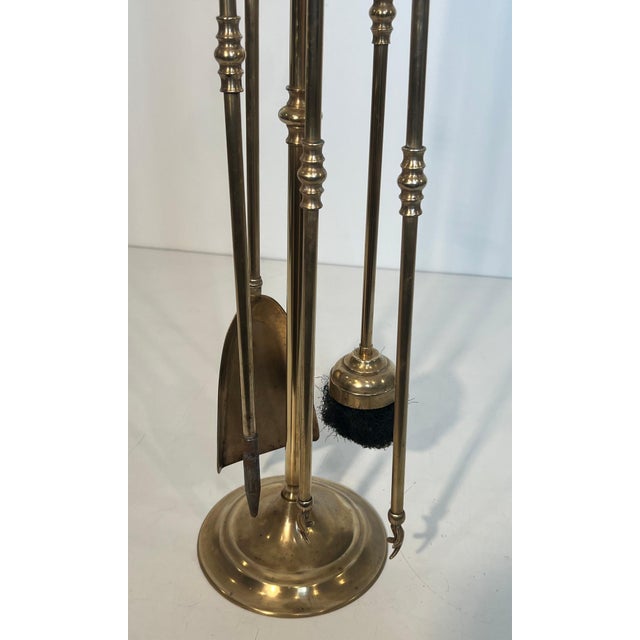 Large Brass Pineapple Fireplace Tools in the Style of Maison Baguès For Sale - Image 9 of 12