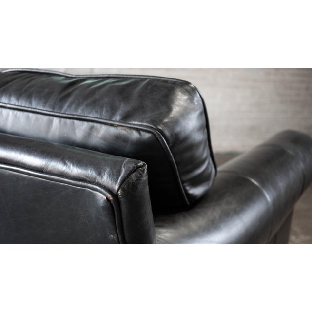 Restoration Hardware Lancaster Ebony Leather Luxe Sofa For Sale - Image 13 of 16