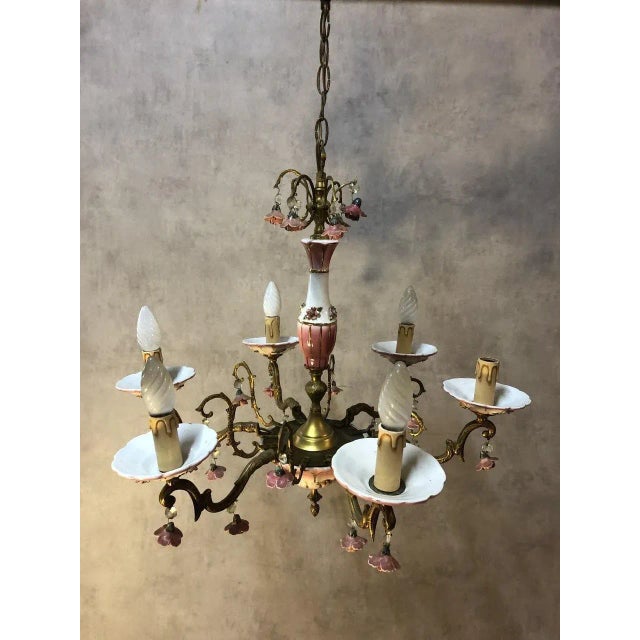 Art Deco Bronze and Porcelain Chandelier, 1920s For Sale - Image 17 of 18