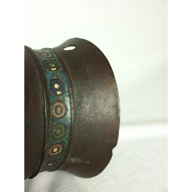 Metal Late 1800's Chinese Bronze and Champleve Vase For Sale - Image 7 of 9