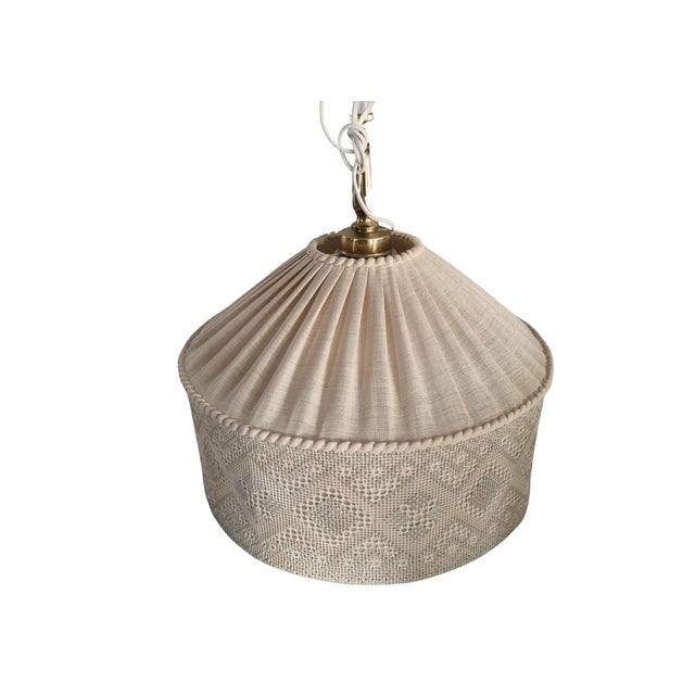1960s Mid Century Modern Pendant in Linen and Lace Sweden For Sale - Image 4 of 6