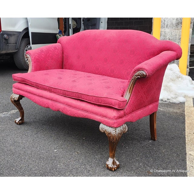 Antique Turn of the Century Chippendale Style Carved Mahogany Settee Loveseat, C1890-1910 For Sale - Image 12 of 15