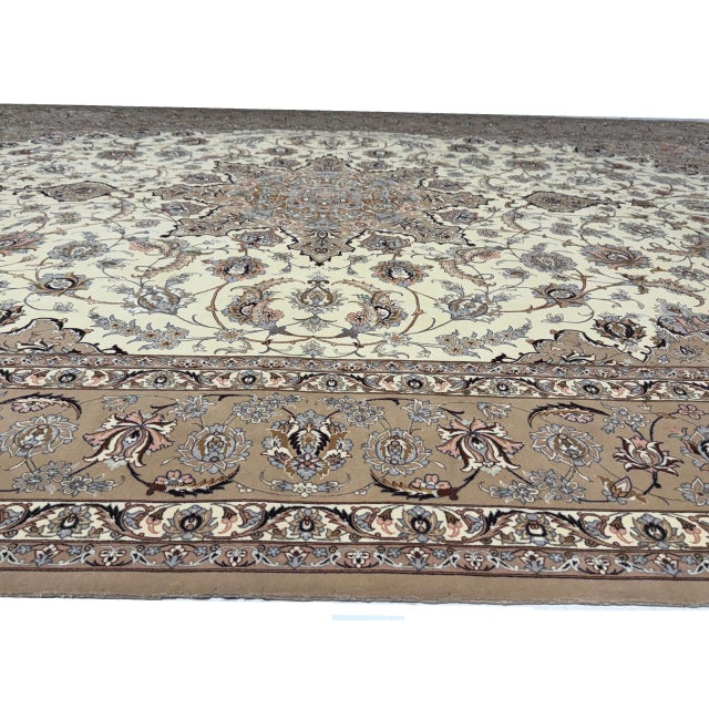 Super Fine Hand Knotted Persian Silk & Wool Isfahan Rug 8'4"x 12' For Sale - Image 10 of 14