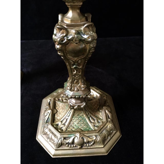 19th Century Rococo Style Brass Candle Sticks For Sale - Image 4 of 7