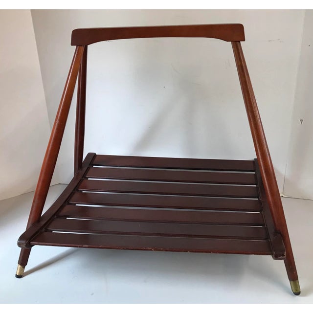 Mid Century Scheibe Wooden Slat Magazine Rack For Sale - Image 4 of 10