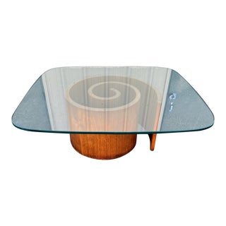 1960s Vladimir Kagan Walnut Square Snail Coffee Table For Sale
