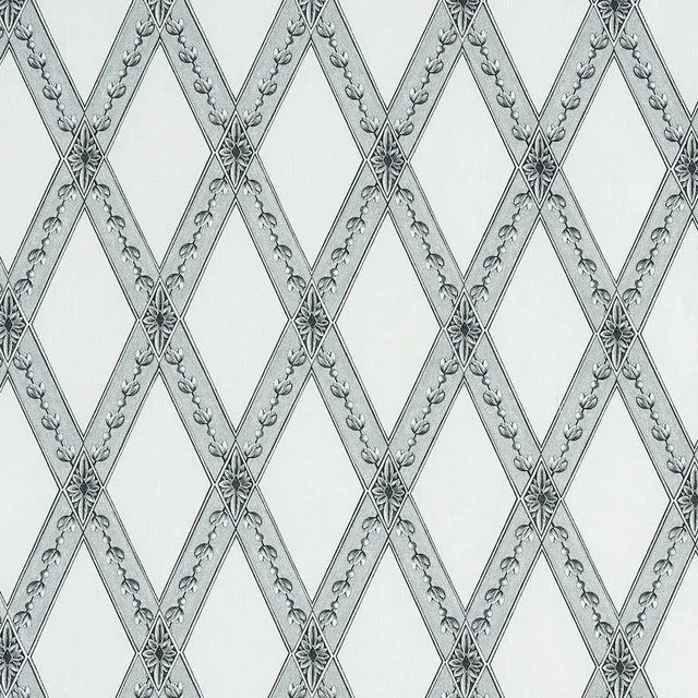 Schumacher X Jill Lasersohn Les Losanges Toile Fabric in Carbon For Sale