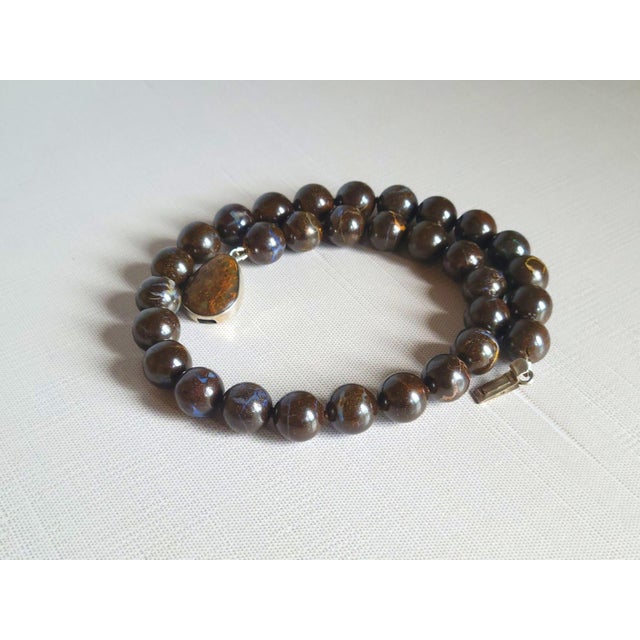 Boulder Opal 14mm Beaded Necklace, 19 Inches For Sale - Image 9 of 11