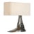 Anne-Marie Barton by Visual Comfort Signature Terra-Forma 23" Right Table Lamp in Museum Pewter with Bouclé Shade For Sale