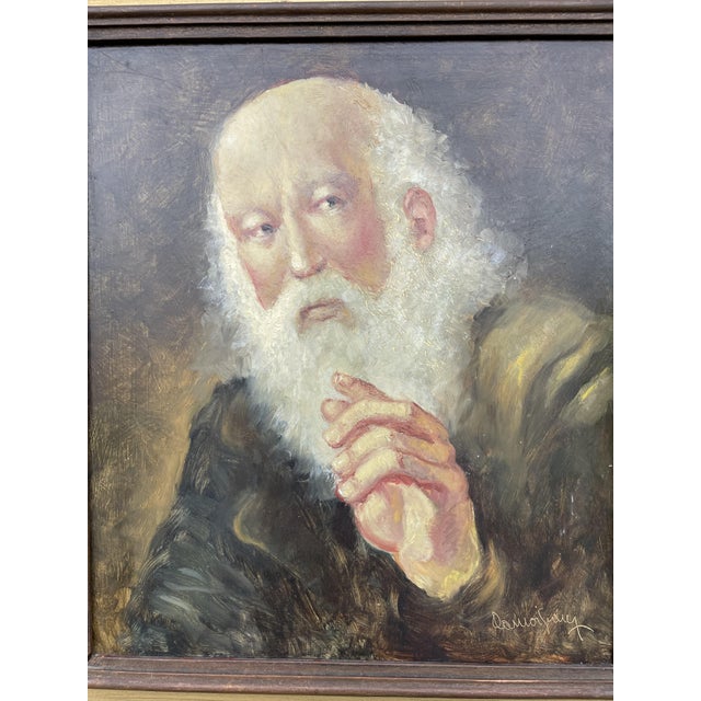 Dieudonné Damoiseaux, Portrait de vieil homme (Darwin?), Oil on Panel For Sale - Image 3 of 9
