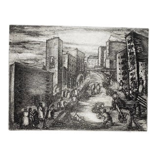 1940s Benjamin Rubin East Side New York Etching For Sale