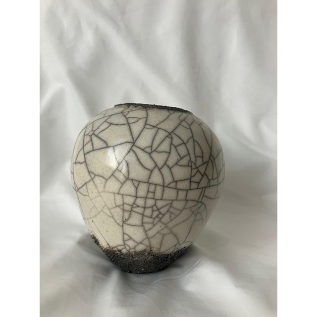 Ceramic Vintage White Raku Vase For Sale - Image 7 of 7