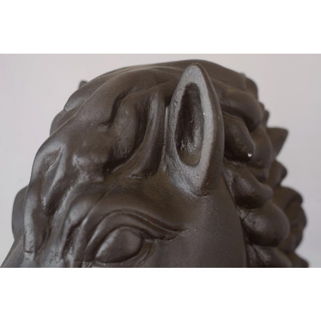 Large Vintage Dark Brown Ceramic Horse Head Sculpture For Sale - Image 9 of 14