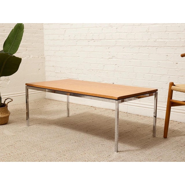 Vintage Knoll International Coffee Table with Wood Top and Chrome Frame a refined vintage coffee table by Knoll...