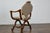 Italian 19th Century Walnut Curule Upholstered Armchair with Carved X-Form Base For Sale - Image 10 of 12