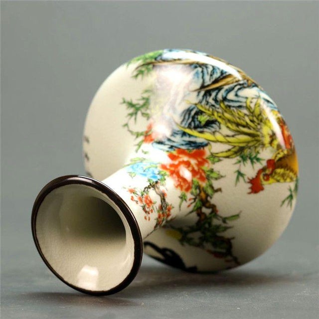 Vintage Chinese Rooster & Floral Porcelain Vase - 6.5" For Sale In New York - Image 6 of 8