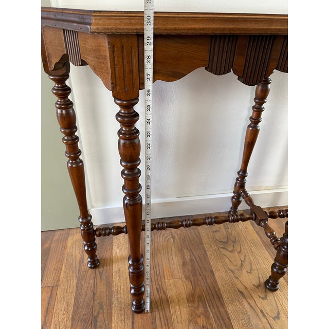 Antique Victorian Burl Walnut Octagonal Side Table, Bobbin Turned Legs For Sale - Image 9 of 10