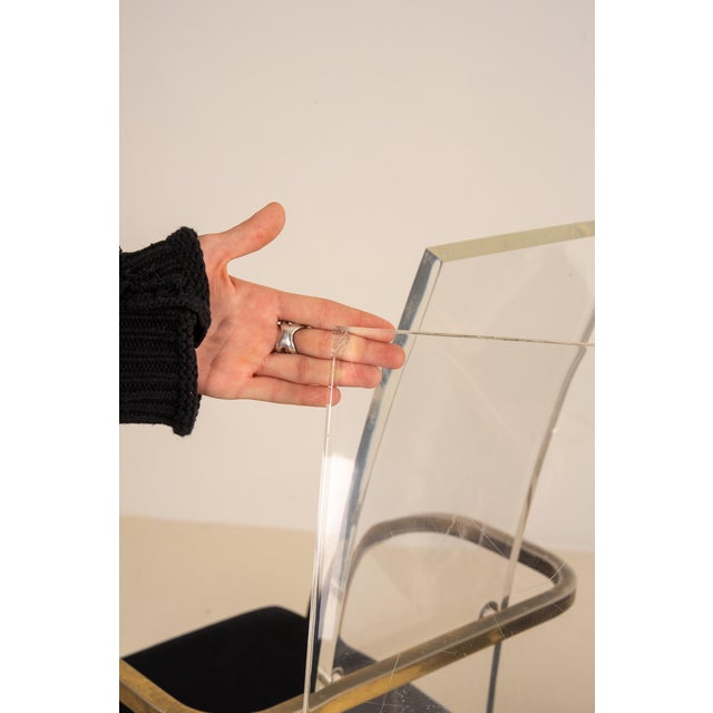 Vintage Chairs in Acrylic and Brass from Belgo Chrome, 1980s, Set of 4 For Sale - Image 11 of 11