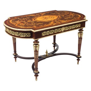 19th Century French Ormolu-Mounted Bureau Plat with Marquetry For Sale