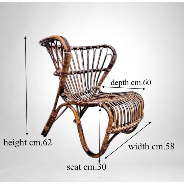 Danish Organic Modern Rattan Lounge Chair in the Style of Viggo Boesen For Sale - Image 17 of 17