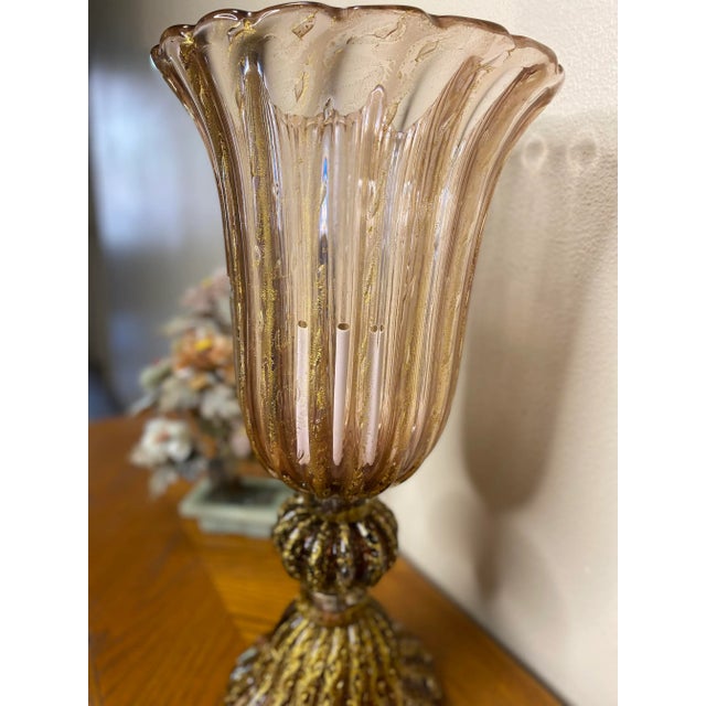Barovier & Toso 1970s Pink Gold Flecked Barovier Murano For Sale - Image 4 of 9