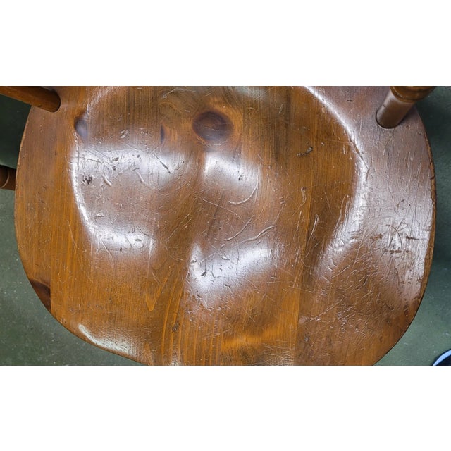 5 vintage colonial pine windsor side chairs. Each measures 20 inches deep by 18 inches eide and 35 inches tall. Very good...