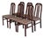 Dark Wood High-Back Upholstered Dining Chairs Set of 6 Mid-Century Modern For Sale