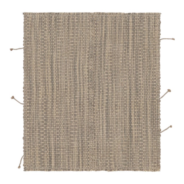 Rug & Kilim's Accent Kilim, Beige and Gray Textural Stripes For Sale