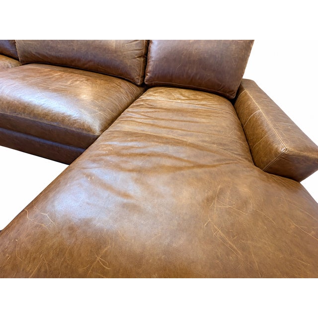 Rh Maxwell Leather U-Chaise Sectional – 8' Armless Sofa With Dual Luxe Chaises in Italian Berkshire Leather (Chestnut) For Sale - Image 9 of 18