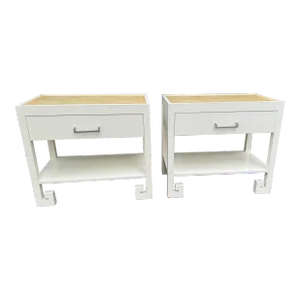 Fabulous Pair of White Lacquered Night Stands