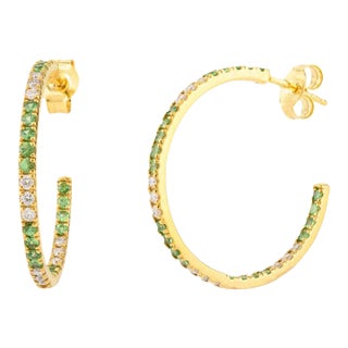 18k Solid Gold Modern Bold C-Hoops Earrings - a Pair For Sale