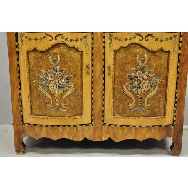 Early 21st Century Contemporary French Country Style Marble Top Painted Server Console Cabinet For Sale - Image 5 of 15