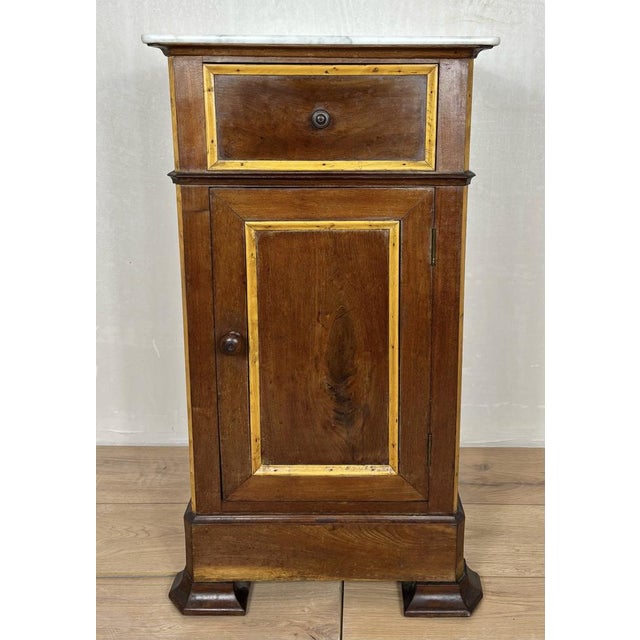 1920s Spanish Wooden Nightstands with Marble Tops, 1930s, Set of 2 For Sale - Image 5 of 16