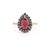 VR Jewels Retro Style 18k Yellow Gold 1.77ct Rubelite & Blue Sapphire Halo Ring Size 7 For Sale - Image 4 of 17