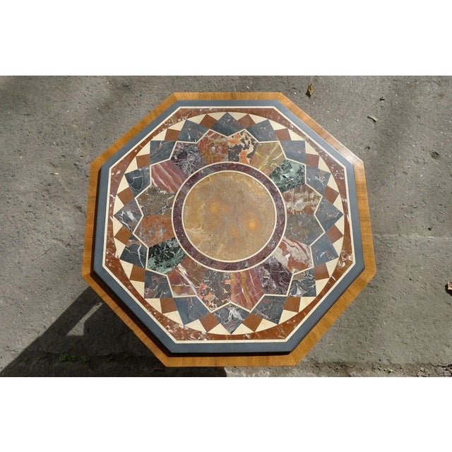 1920s Art Deco Octagonal Coffee Table in Walnut & Marble Top with Geometric Inlays, 1920s For Sale - Image 5 of 18
