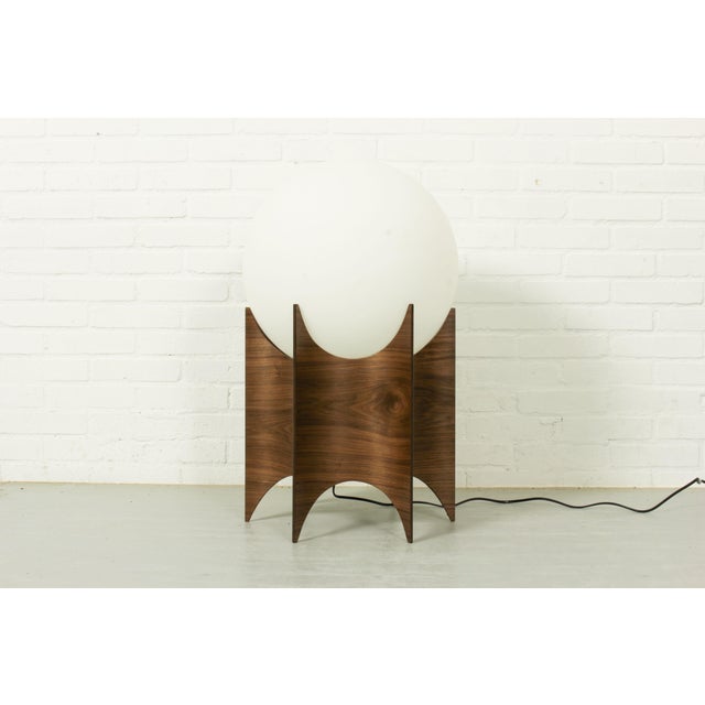 1960s Vintage Globe Lampshade with Sculptural Wooden Base, 1960s For Sale - Image 5 of 8