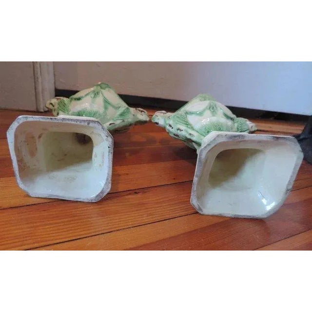 1790 Staffordshire Creamware Prattware Pearlware Urns or Mantel Vases - A Pair For Sale - Image 10 of 11