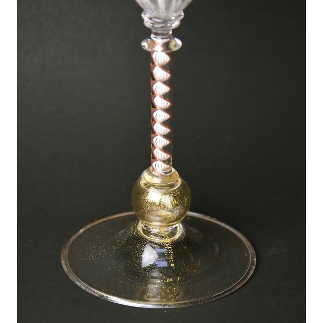 1950s Mid Century Cenedese Venetian Zanfirico Tall Goblets, Set of 12 For Sale In Los Angeles - Image 6 of 7