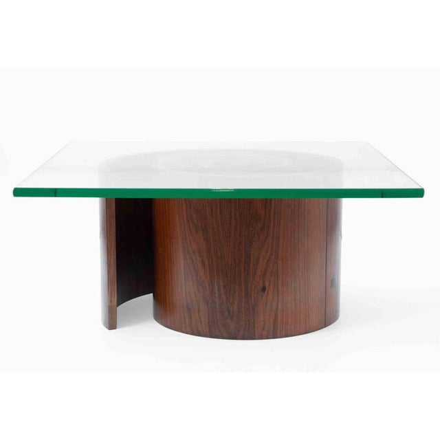 Spiral Occasional Table in Glass and Wood by Vladimir Kagan, USA, 1970s For Sale - Image 3 of 5