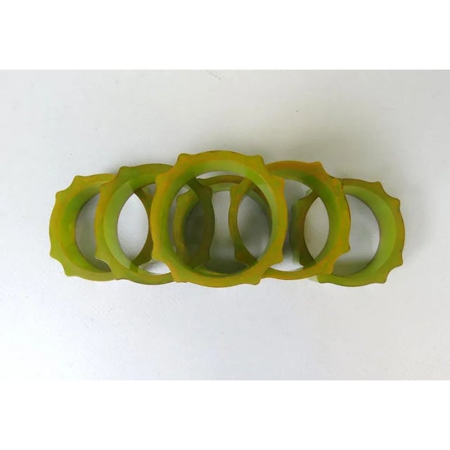 Art Deco Catalin Napkin Rings in Green Amber, Set of 6 For Sale - Image 3 of 18