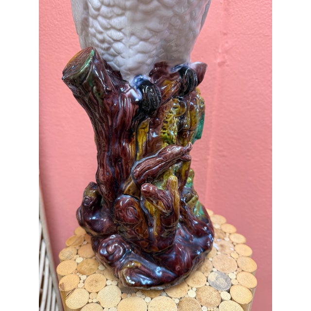 Ceramic Vintage Majolica Cockatoo in the Style of Minton For Sale - Image 7 of 9