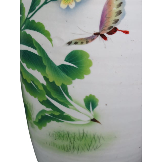 Vintage Chinese Dragon Flies Famille Rose Porcelain Vase For Sale - Image 12 of 13