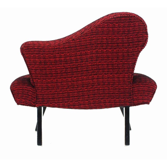 Red Upholstery Mid Century Modern Fireside Slipper Lounge Chairs Camel Back - A Pair For Sale - Image 9 of 9